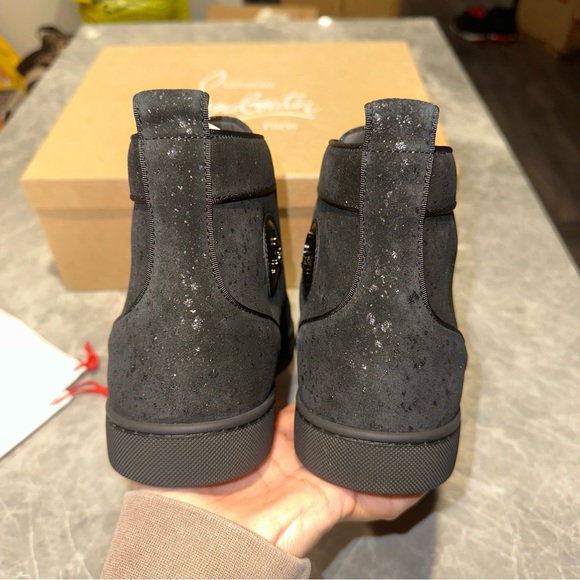 New Size 44 Christian Louboutin Louis Orlato Flat Sneakers Black Silver - Picture 7 of 14